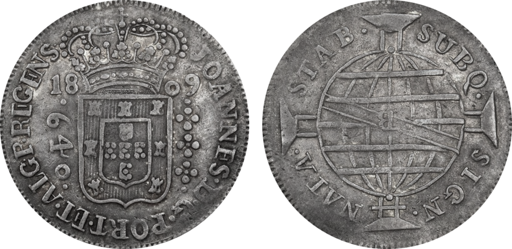 Imagem da data 1809 - Letra monetária B invertida.