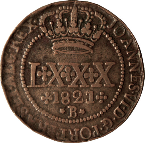 Variante 1821/3. Vila da Cachoeira Anverso 2.  80 Réis D. João VI