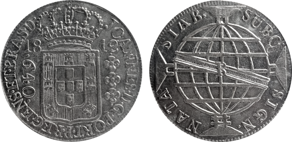 Imagem da data 1812 - ET • BRAS • D • - Valor e florões com pontos.