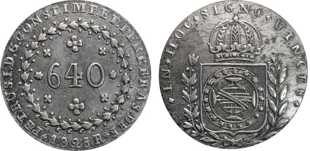 Imagem da data 1825 - 28 tulipas - Escudo 18 estrelas.