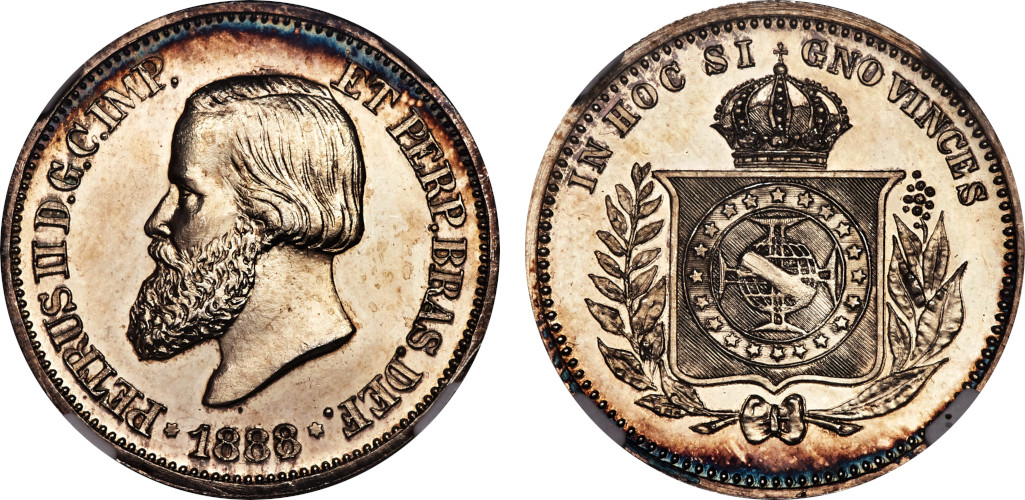 Prova 1888 Prova em Prata 10000 Réis D. Pedro II