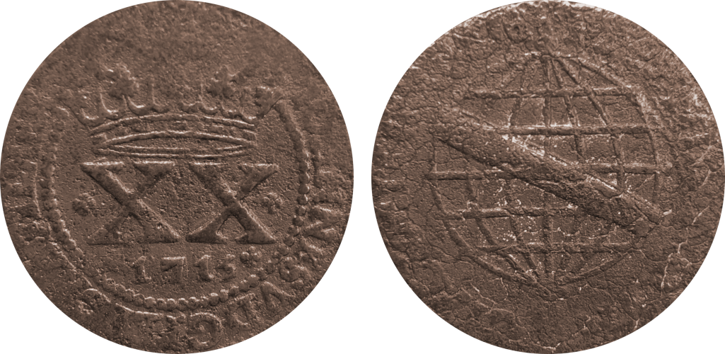 Imagem da data 1715 - 50 pérolas - Data entre cruzetas e valor com 2 cruzetas