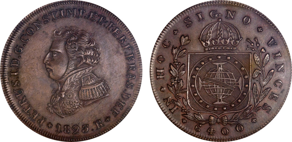 Prova 1823 Prova em cobre 6400 Réis D. Pedro I