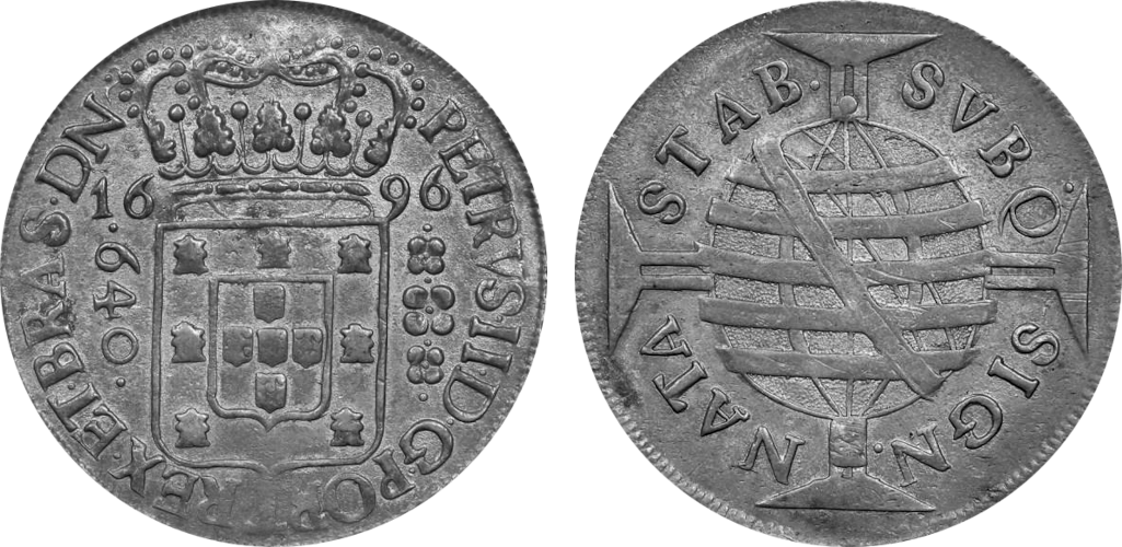 Imagem da data 1696 – PETRVS • II • D • G • PORT • REX • ET • BRAS • DN •