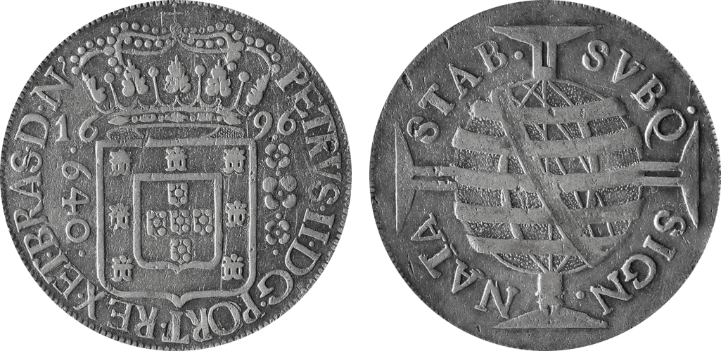 Imagem da data 1696 – PETRVS • II • DG • PORT • REX • ET • BRAS • D • N •