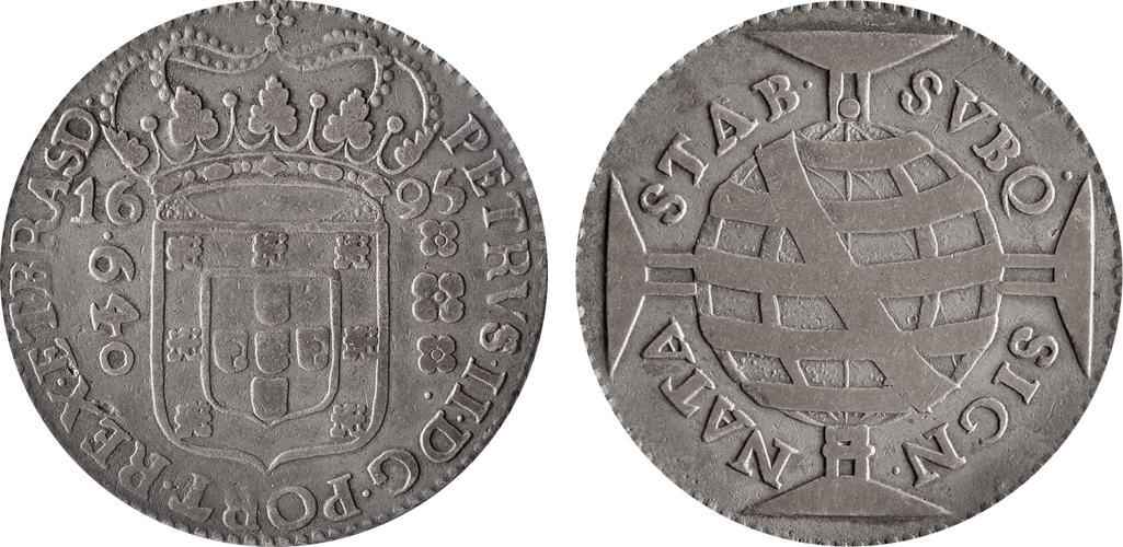 Imagem da data 1695 – PETRVS • II • DG • PORT • REX • ET • BRASD •