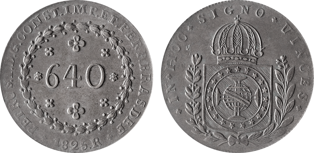 Imagem da data 1825 - 28 tulipas - Escudo 19 estrelas.