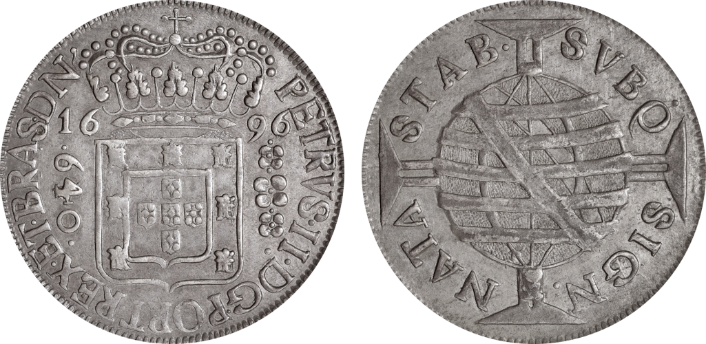 Imagem da data 1696 – PETRVS • II • DG • PORT • REX • ET • BRAS • DN •