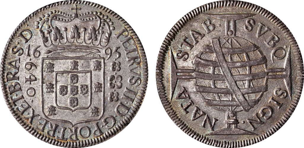 Imagem da data 1695 – PETRVS • II • D • G • PORT • REX • ET • BRAS • D •