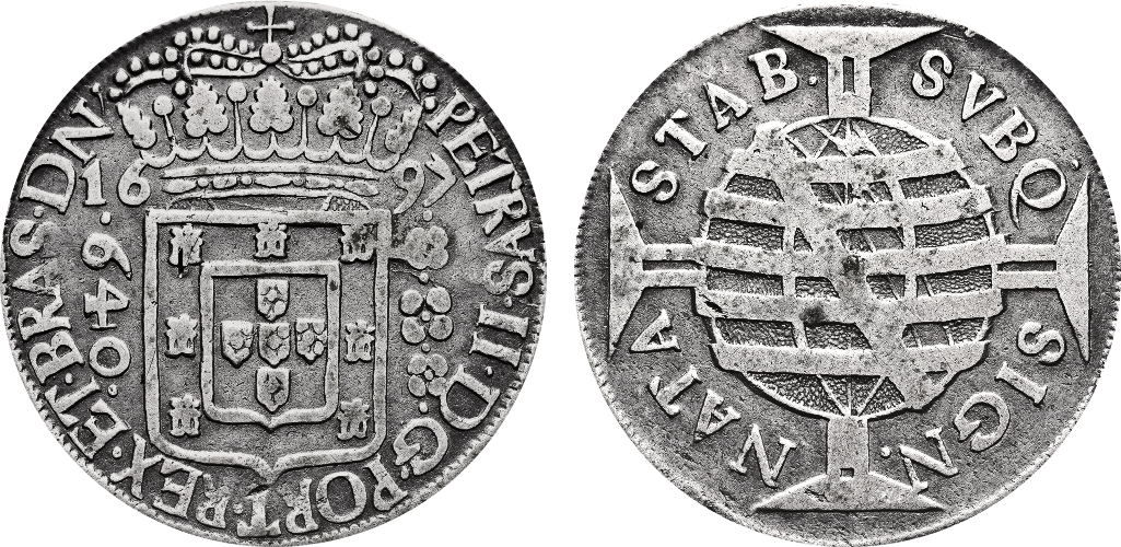 Imagem da data 1697 - V de PETRVS é um A invertido.