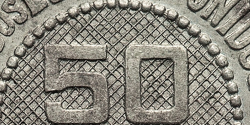 Variante Fundo xadrez inclinado 50 Réis 