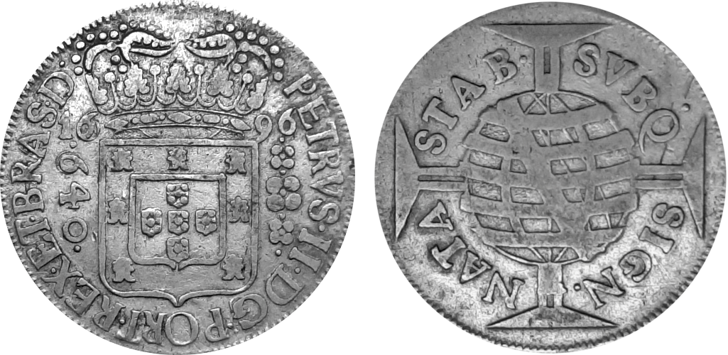 Imagem da data 1696 – PETRVS • II • DG • PORT • REX • ET • BRAS • D •