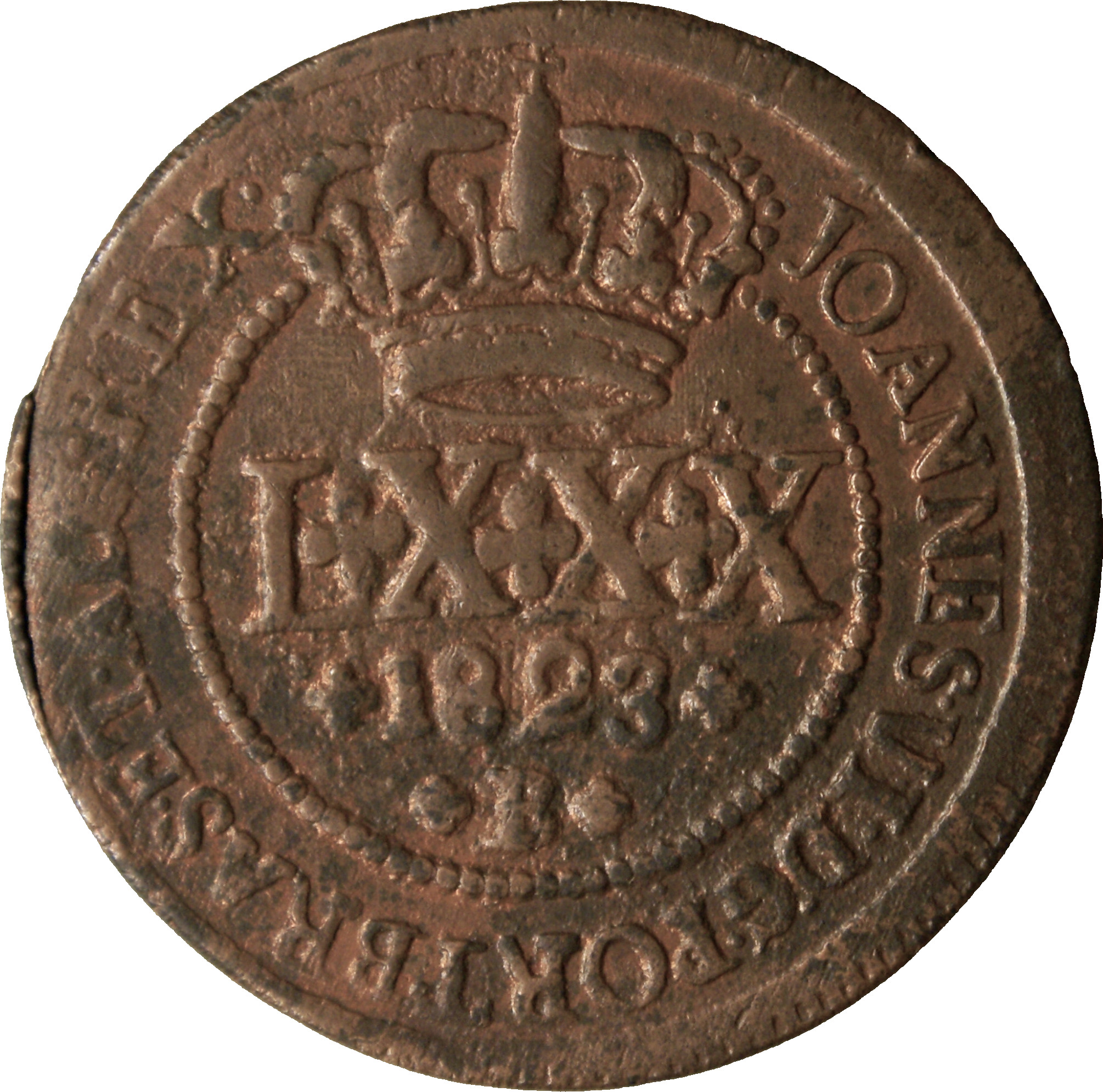 Variante 1823. Vila da Cachoeira Anverso 3. 80 Réis D. João VI